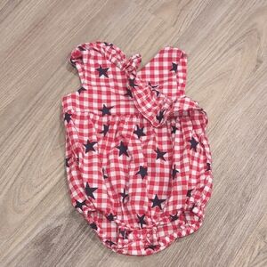 Cat & Jack Red and Navy Star-Checkered Romper Size 12m